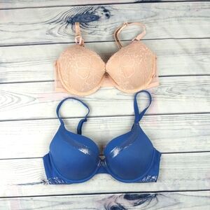 Victoria's Secret Peach and Blue Bras